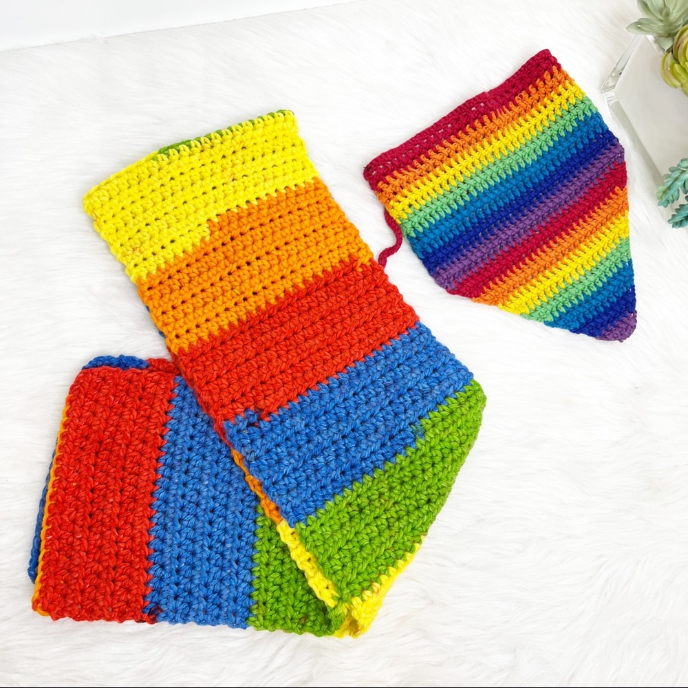 Handmade crocheted rainbow 🌈 scarf and head wrap